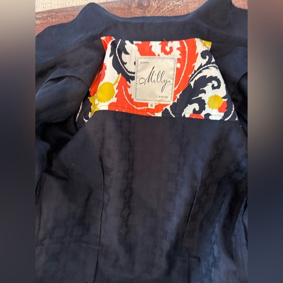 Milly Navy Shirt Dress or Jacket with Vibrant Accents or BNWT $395 - Picture 9 of 12